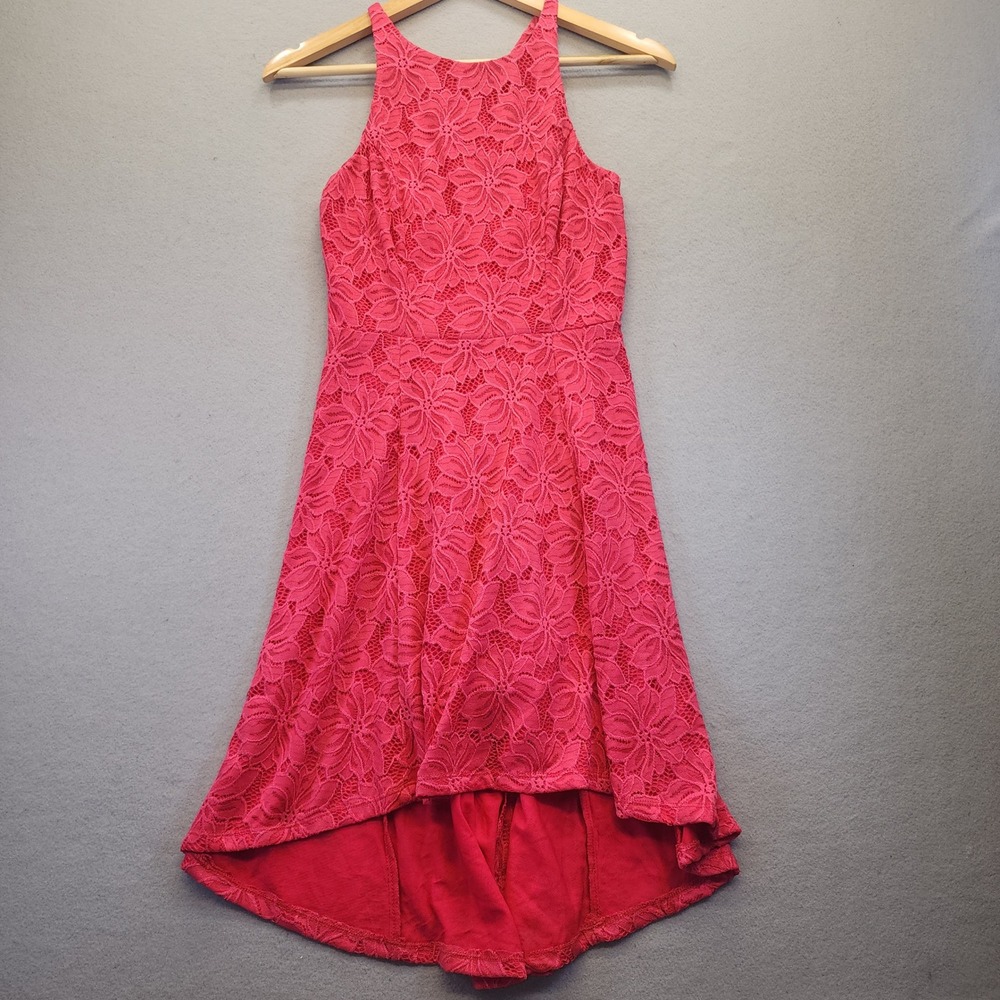 Nikibiki Pink Floral Lace High Low Halter Dress Womens Small Sleeveless